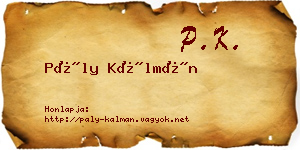 Pály Kálmán névjegykártya